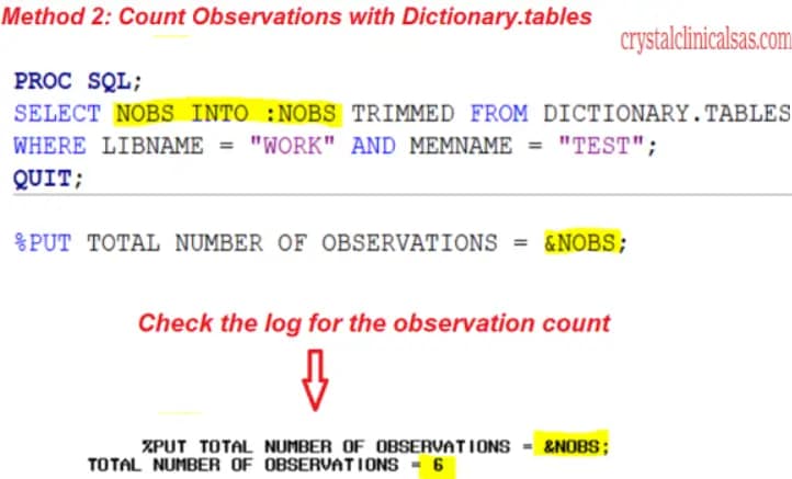 Counting the Total Number of Observations in a SAS Dataset - Crystal